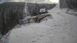 Modrá sjezdovka - dojezd k lanové dráze