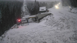 Modrá sjezdovka - dojezd k lanové dráze