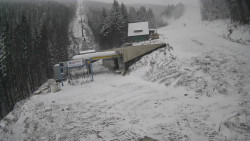 Modrá sjezdovka - dojezd k lanové dráze