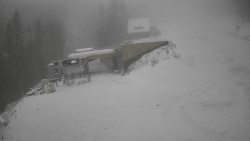 Modrá sjezdovka - dojezd k lanové dráze