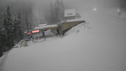 Modrá sjezdovka - dojezd k lanové dráze