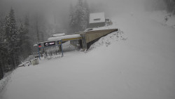 Modrá sjezdovka - dojezd k lanové dráze