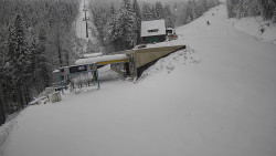 Modrá sjezdovka - dojezd k lanové dráze