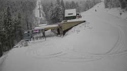 Modrá sjezdovka - dojezd k lanové dráze