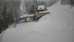 Modrá sjezdovka - dojezd k lanové dráze