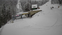 Modrá sjezdovka - dojezd k lanové dráze