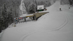 Modrá sjezdovka - dojezd k lanové dráze