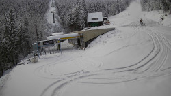 Modrá sjezdovka - dojezd k lanové dráze