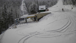 Modrá sjezdovka - dojezd k lanové dráze