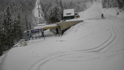 Modrá sjezdovka - dojezd k lanové dráze