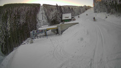 Modrá sjezdovka - dojezd k lanové dráze