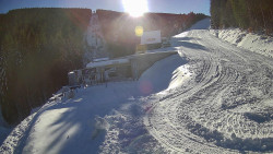 Modrá sjezdovka - dojezd k lanové dráze