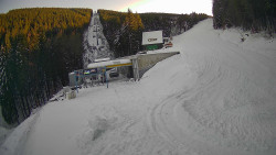 Modrá sjezdovka - dojezd k lanové dráze