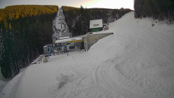 Modrá sjezdovka - dojezd k lanové dráze