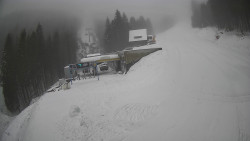 Modrá sjezdovka - dojezd k lanové dráze