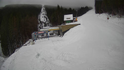 Modrá sjezdovka - dojezd k lanové dráze