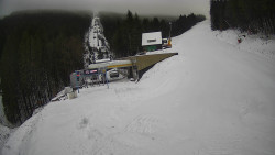 Modrá sjezdovka - dojezd k lanové dráze