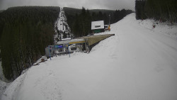 Modrá sjezdovka - dojezd k lanové dráze