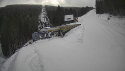 Modrá sjezdovka - dojezd k lanové dráze