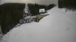 Modrá sjezdovka - dojezd k lanové dráze