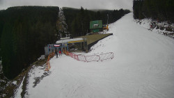 Modrá sjezdovka - dojezd k lanové dráze