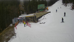 Modrá sjezdovka - dojezd k lanové dráze