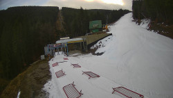 Modrá sjezdovka - dojezd k lanové dráze