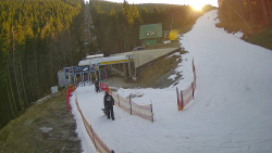 Modrá sjezdovka - dojezd k lanové dráze