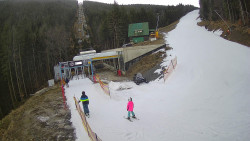 Modrá sjezdovka - dojezd k lanové dráze