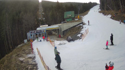 Modrá sjezdovka - dojezd k lanové dráze