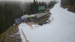 Modrá sjezdovka - dojezd k lanové dráze