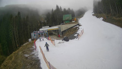 Modrá sjezdovka - dojezd k lanové dráze