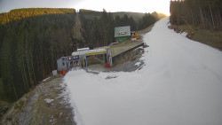 Modrá sjezdovka - dojezd k lanové dráze