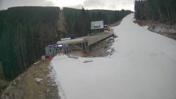 Modrá sjezdovka - dojezd k lanové dráze