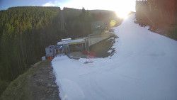 Modrá sjezdovka - dojezd k lanové dráze