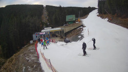 Modrá sjezdovka - dojezd k lanové dráze