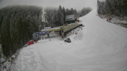 Modrá sjezdovka - dojezd k lanové dráze