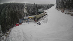 Modrá sjezdovka - dojezd k lanové dráze