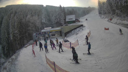 Modrá sjezdovka - dojezd k lanové dráze