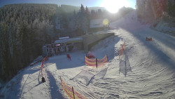 Modrá sjezdovka - dojezd k lanové dráze