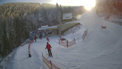 Modrá sjezdovka - dojezd k lanové dráze