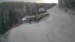 Modrá sjezdovka - dojezd k lanové dráze