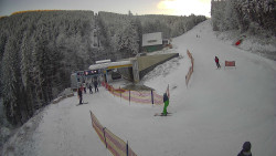 Modrá sjezdovka - dojezd k lanové dráze