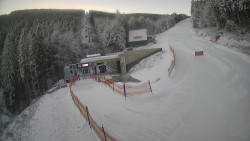 Modrá sjezdovka - dojezd k lanové dráze