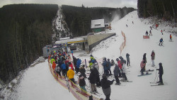 Modrá sjezdovka - dojezd k lanové dráze