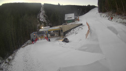 Modrá sjezdovka - dojezd k lanové dráze