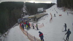 Modrá sjezdovka - dojezd k lanové dráze