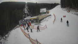 Modrá sjezdovka - dojezd k lanové dráze