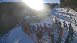 Modrá sjezdovka - dojezd k lanové dráze