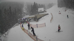 Modrá sjezdovka - dojezd k lanové dráze